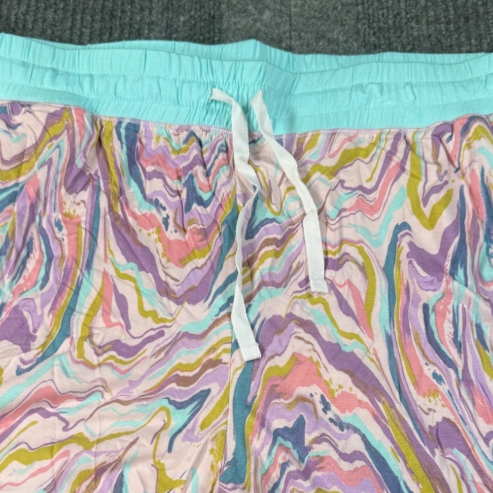 Little Sleepies Marble Swirl Bamboo Pajama Shorts Womens Large Pink Blue NWT - Picture 4 of 6
